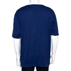 Pre Owned Dolce & Gabbana Blue Cotton Logo Print Crew Neck T-Shirt 5XL