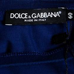 Pre Owned Dolce & Gabbana Blue Cotton Logo Print Crew Neck T-Shirt 5XL