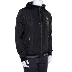 Pre Owned Dolce & Gabbana Black Synthetic Hooded Bomber Jacket XL