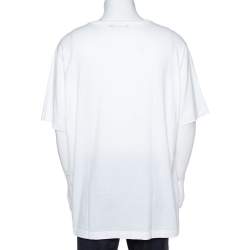 Pre Owned Dolce & Gabbana White Cotton Jersey Rose Print T-Shirt 4XL