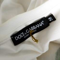 Pre Owned Dolce & Gabbana White Cotton Jersey Rose Print T-Shirt 4XL