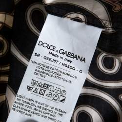 Pre Owned Dolce & Gabbana Gold Black Logo Print Cotton Button Front Shirt XXL