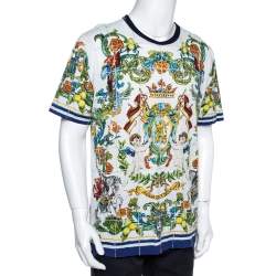 Pre Owned Dolce & Gabbana White Cotton Sicilian Print T-Shirt 3XL