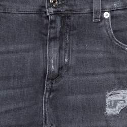 Pre Owned Dolce & Gabbana Grey Distressed Denim Skinny Jeans M