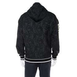 Pre Owned Dolce & Gabbana Black Jacquard Logo Detail Hoodie XS