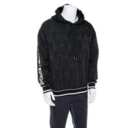 Pre Owned Dolce & Gabbana Black Jacquard Logo Detail Hoodie XS