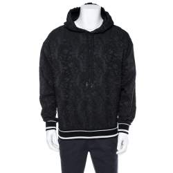 Pre Owned Dolce & Gabbana Black Jacquard Logo Detail Hoodie XS
