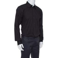 Pre Owned Dolce & Gabbana Black Cotton Stretch Long Sleeve Shirt XXL