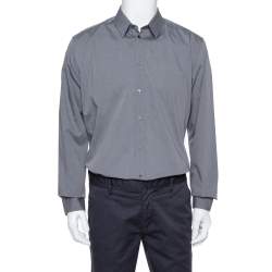 Pre Owned قميص دولتشي أند غابانا مارتيني أكمام طويلة قطن رمادي كبير جدا جدا جدا