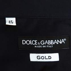 Pre Owned قميص دولتشي أند غابانا ذهب أكمام طويلة أبليك قطن كحلي كبير جدا