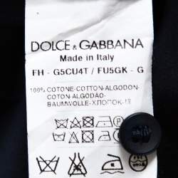 Pre Owned قميص دولتشي أند غابانا ذهب أكمام طويلة أبليك قطن كحلي كبير جدا