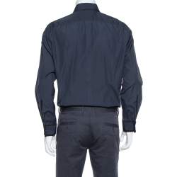 Pre Owned قميص دولتشي أند غابانا ذهب أكمام طويلة أبليك قطن كحلي كبير جدا