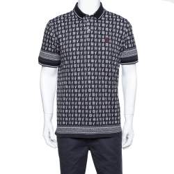 Pre Owned تي شيرت بولو دولتشي أند غابانا طباعة صبار رصاصي فحمي مقاس كبير جدًا - إكس لارج