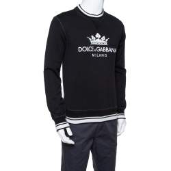 Pre Owned Dolce & Gabbana Black Logo Printed Cotton Sweatshirt S