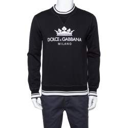 Pre Owned Dolce & Gabbana Black Logo Printed Cotton Sweatshirt S