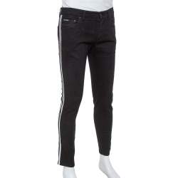 مملوكة مسبقًا Dolce & Gabbana Black Denim Trim & Logo Embroidery Detail Skinny Jeans M