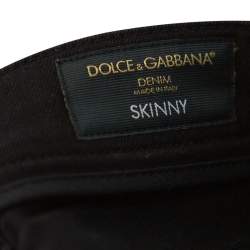 مملوكة مسبقًا Dolce & Gabbana Black Denim Trim & Logo Embroidery Detail Skinny Jeans M