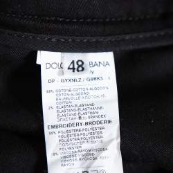مملوكة مسبقًا Dolce & Gabbana Black Denim Trim & Logo Embroidery Detail Skinny Jeans M