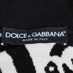 Pre Owned تي شيرت بولو دولتشي أند غابانا تريكو انتارسيا طباعة غاز حرير مونوكروم كبير جدا جدا