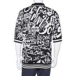 Pre Owned تي شيرت بولو دولتشي أند غابانا تريكو انتارسيا طباعة غاز حرير مونوكروم كبير جدا جدا