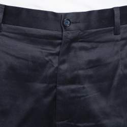 Pre Owned Dolce & Gabbana Navy Blue Coated Cotton Classic Trousers 4XL