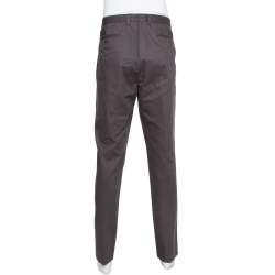 Pre Owned Dolce & Gabbana Grey Coated Cotton Classic Trousers 4XL