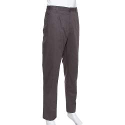 Pre Owned Dolce & Gabbana Grey Coated Cotton Classic Trousers 4XL