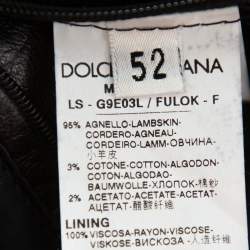 Pre Owned Dolce & Gabbana Black Leather Long Jacket XL