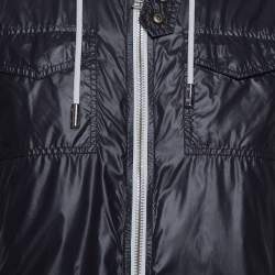 Pre Owned Dolce & Gabbana Black Synthetic Zip Front Hooded Jacket M