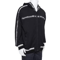 مملوكة مسبقًا سويتشيرت دولتشي أند غابانا هودد حافة غود تايمز تريكو أسود مقاس كبير جدا