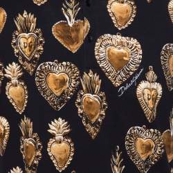 Pre Owned تي شيرت بولو دولتشي أند غابانا تريكو بيكيه أس ود قلوب مطبوع مقاس كبير جدًا - إكس لارج