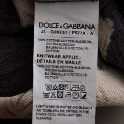 Pre Owned تي شيرت بولو دولتشي أند غابانا تريكو بيكيه أسود قلوب مطبوع مقاس كبير جدًا - إكس لارج