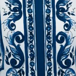 Pre Owned Dolce & Gabbana Blue Majolica Printed Cotton Crewneck T-Shirt L