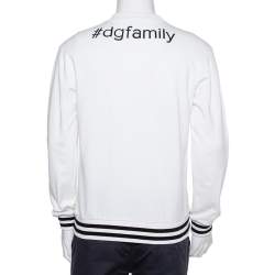 Pre Owned Dolce & Gabbana White Knit Stefano & Domenico Piano Player Applique Sweatshirt S