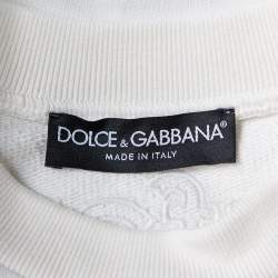 Pre Owned Dolce & Gabbana White Knit Stefano & Domenico Piano Player Applique Sweatshirt S