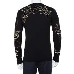 Pre Owned Dolce & Gabbana Black Velour Long Sleeve T-Shirt XS