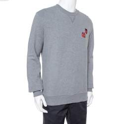 Dolce & Gabbana Grey Cotton Devil Designers Patch Detail Crewneck Sweatshirt L