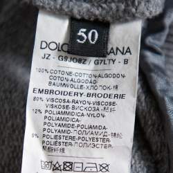 Dolce & Gabbana Grey Cotton Devil Designers Patch Detail Crewneck Sweatshirt L