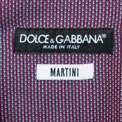 Pre Owned قميص دولتشي أند غابانا مارتيني أزرار أمامية قطن ثنائي اللون 3 كبير جداً