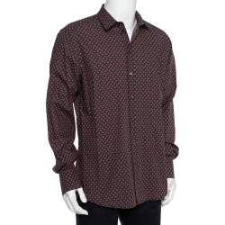 مملوكة مسبقًا Dolce & Gabbana Gold Multicolor Geometric Printed Button Front Shirt 3XL