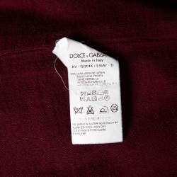 Pre Owned Dolce & Gabbana Burgundy Wool V-Neck Long Sleeve Pullover XL