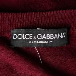 Pre Owned Dolce & Gabbana Burgundy Wool V-Neck Long Sleeve Pullover XL