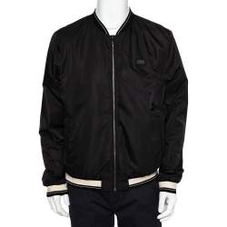 Pre Owned Dolce & Gabbana Black Synthetic Contrast Trim Detail Bomber Jacket XXL