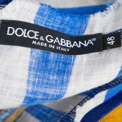Pre Owned Dolce & Gabbana Multicolor Abstract Printed Linen Fray Detail Oversized T-Shirt M