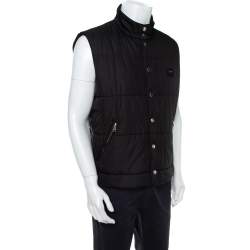 Pre Owned Dolce & Gabbana Black Synthetic Button Front Sleeveless Puffer Vest XXL