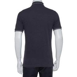 Pre Owned Dolce & Gabbana Grey Cotton Pique Embroidered Crown Polo T-Shirt M