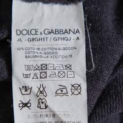 Pre Owned Dolce & Gabbana Grey Cotton Pique Embroidered Crown Polo T-Shirt M