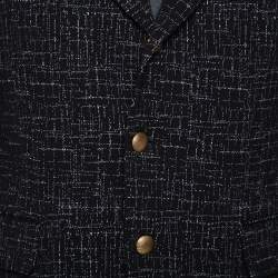 Pre Owned Dolce & Gabbana Black Abstract Printed Wool Button Front Tailored Blazer L