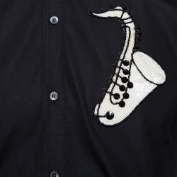 Pre Owned قميص دولتشي أند غابانا جاز قطن أسود مزخرف ترتر مقاس متوسط - ميديوم