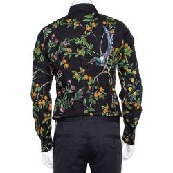 مملوكة مسبقًا Dolce & Gabbana Midnight Blue Lemon Printed Cotton Button Front Gold Shirt M 